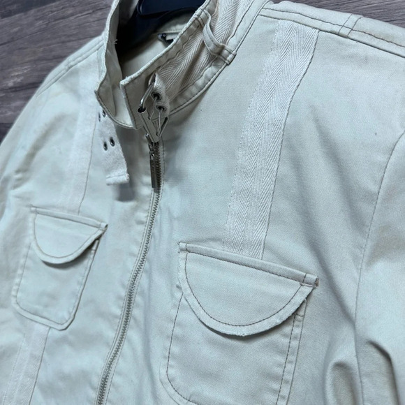 Kenzie Jeans Cream Tan Utility Womens Jacket Coat Size 8 - Picture 5 of 8